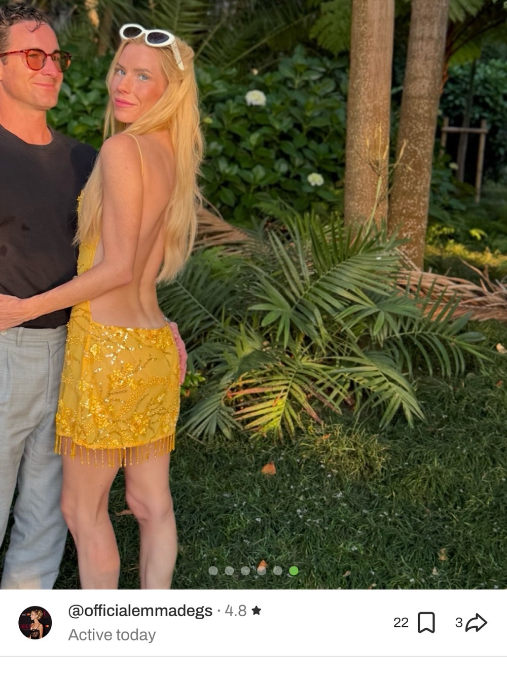 Jaded London Yellow Beaded Backless Fringe Slip Dress - Picture 6 of 7